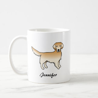 Yellow Golden Retriever Cute Cartoon Dog &amp; Name Coffee Mug