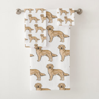 Yellow Golden Retriever Cute Cartoon Dog Pattern Bath Towel Set