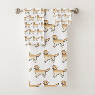Yellow Golden Retriever Cute Cartoon Dog Pattern Bath Towel Set