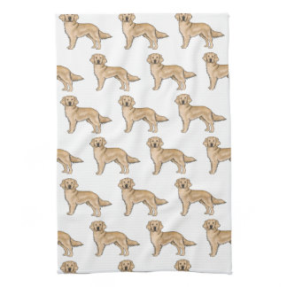 Yellow Golden Retriever Cute Cartoon Dog Pattern Kitchen Towel