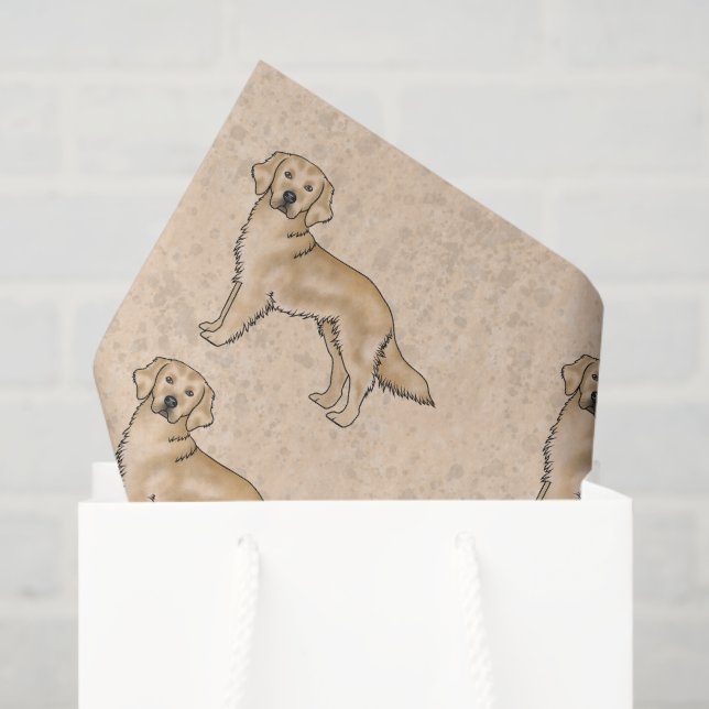 Yellow Golden Retriever Cute Cartoon Dog Pattern Tissue Paper (Gift Bag)