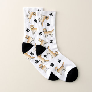 Yellow Golden Retriever Cute Cartoon Dog &amp; Paws Socks