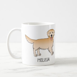 Yellow Golden Retriever Cute Cartoon Dog With Name Coffee Mug