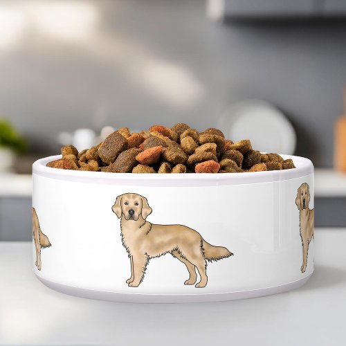 Yellow Golden Retriever Cute Cartoon Dogs Bowl