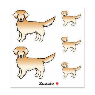 Yellow Golden Retriever Cute Cartoon Dogs Sticker