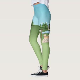 Yellow Golden Retriever Cute Dog By A Hiking Trail Leggings