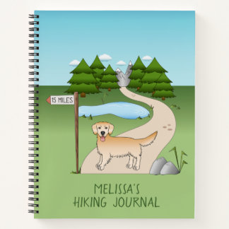 Yellow Golden Retriever Cute Dog By A Hiking Trail Notebook