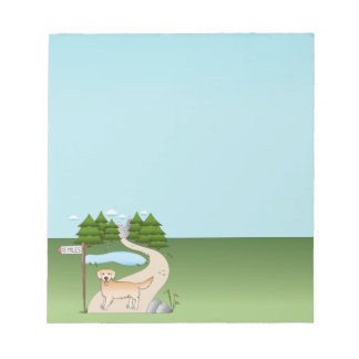 Yellow Golden Retriever Cute Dog By A Hiking Trail Notepad