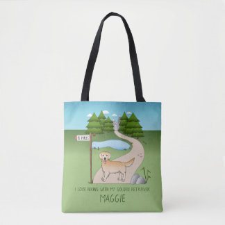 Yellow Golden Retriever Cute Dog By A Hiking Trail Tote Bag