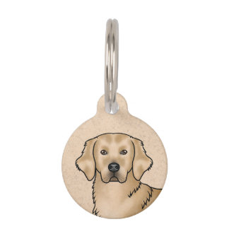 Yellow Golden Retriever Cute Dog Head Portrait Pet ID Tag