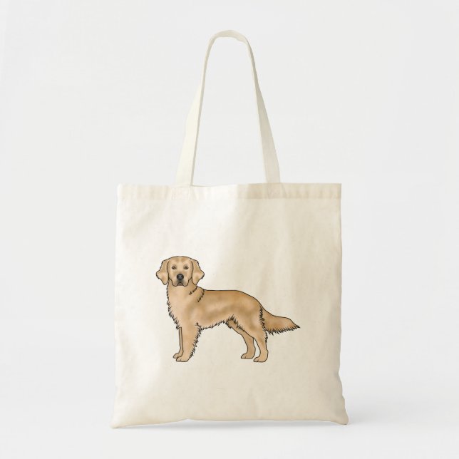 Yellow Golden Retriever Cute Dog Illustration Tote Bag (Front)