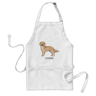 Yellow Golden Retriever Cute Dog With Custom Name Adult Apron