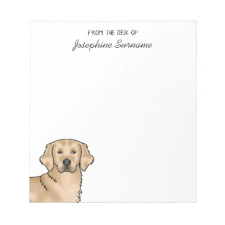 Yellow Golden Retriever Cute Dog With Custom Name Notepad