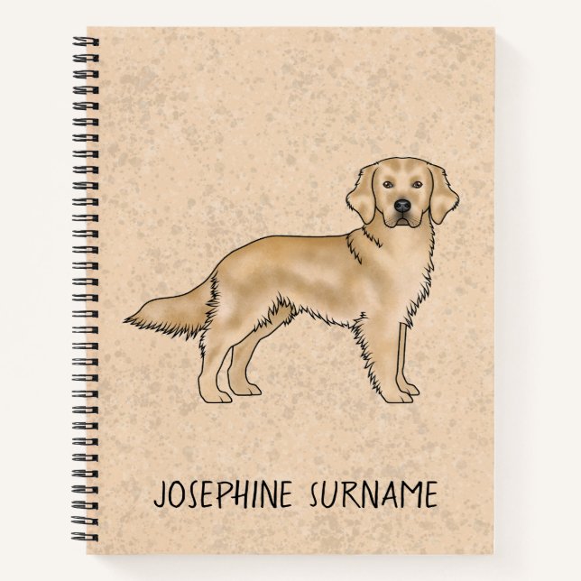 Yellow Golden Retriever Cute Dog With Custom Text Notebook (Front)