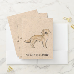 Yellow Golden Retriever Cute Dog With Custom Text Pocket Folder