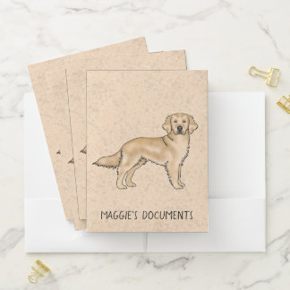 Yellow Golden Retriever Cute Dog With Custom Text Pocket Folder