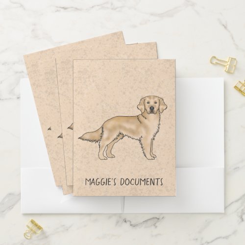 Yellow Golden Retriever Cute Dog With Custom Text Pocket Folder