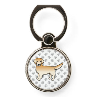Yellow Golden Retriever Cute Dog With Paws Phone Ring Stand