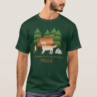 Yellow Golden Retriever Dog Camping In A Forest T-Shirt