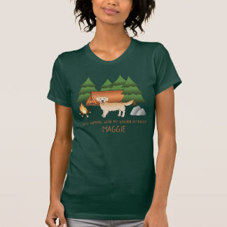 Yellow Golden Retriever Dog Camping In A Forest T-Shirt