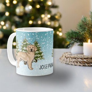 Yellow Golden Retriever Dog Christmas Custom Name Coffee Mug