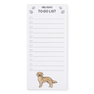 Yellow Golden Retriever Dog To-Do List Checklist Magnetic Notepad