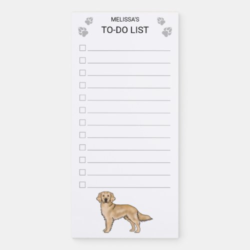 Yellow Golden Retriever Dog To_Do List Checklist Magnetic Notepad