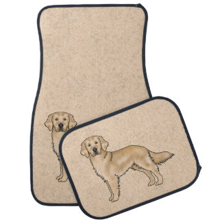 Yellow Golden Retriever Drawing Cute Cartoon Dog Car Floor Mat