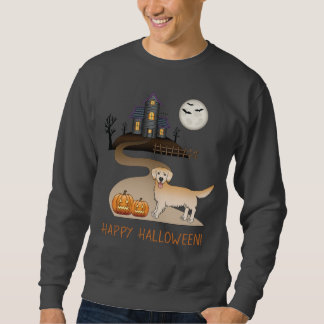 Yellow Golden Retriever &amp; Halloween Haunted House Sweatshirt
