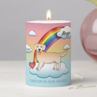 Yellow Golden Retriever Rainbow Pet Loss Memorial Pillar Candle