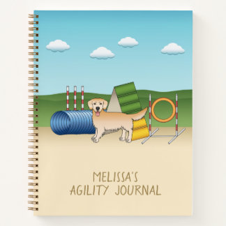 Yellow Golden Retriever With Agility Equipment Notebook