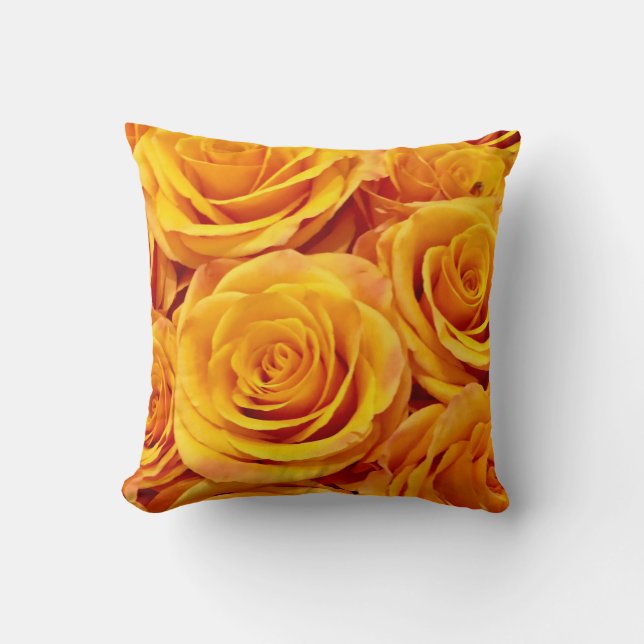 Yellow Golden Roses Throw Pillow (Front)