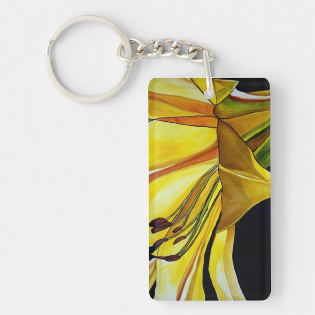 Yellow Golden Splendor lily art keychain (Front)