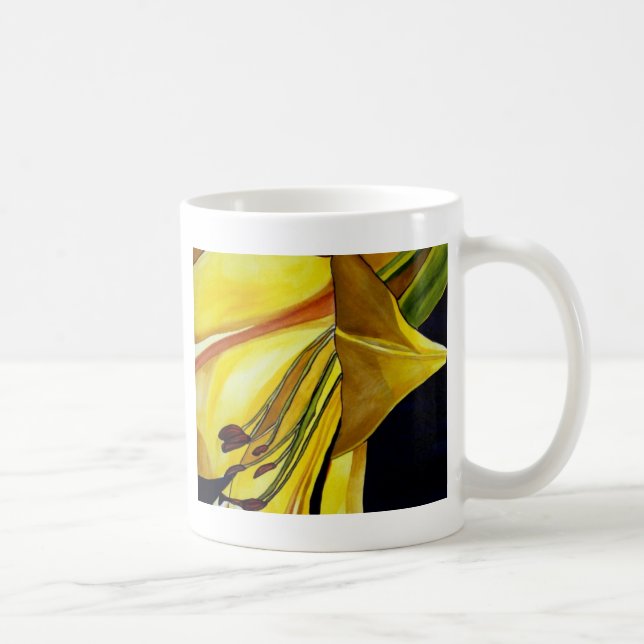 Yellow Golden Splendor lily original art Coffee Mug (Right)