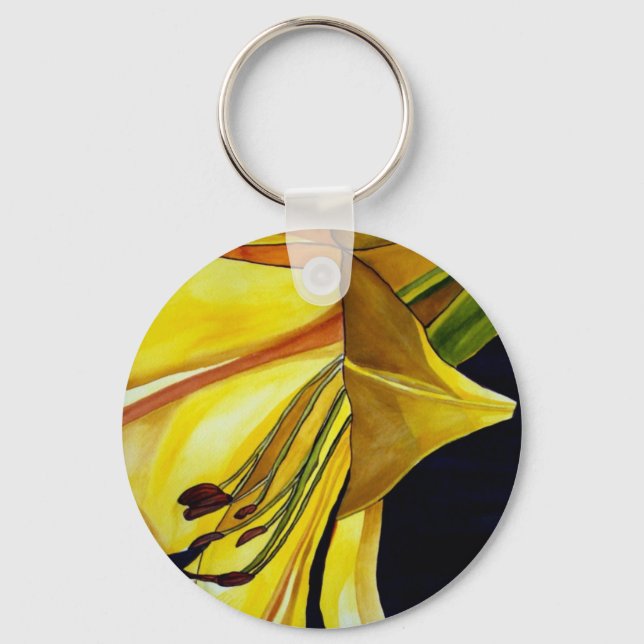 Yellow Golden Splendor lily original art Keychain (Front)