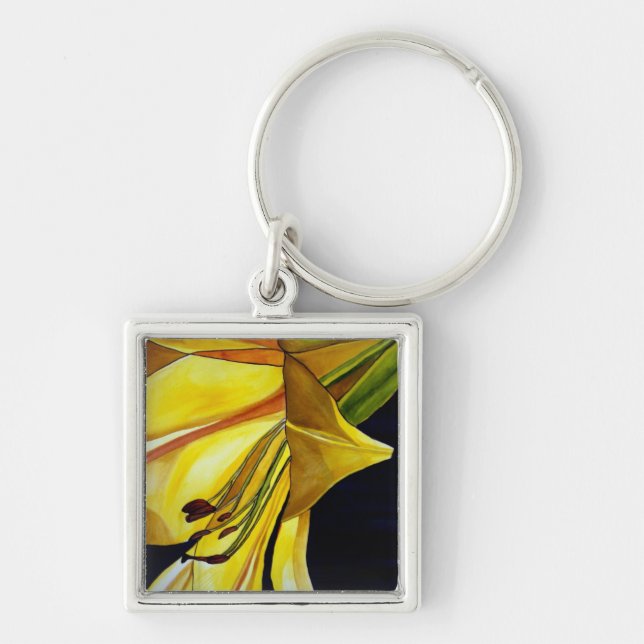 Yellow Golden Splendor lily original art Keychain (Front)