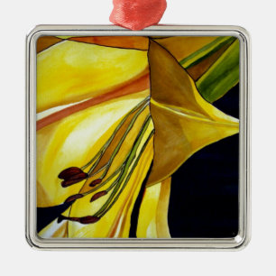 Yellow Golden Splendor lily original art Metal Ornament