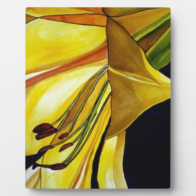 Yellow Golden Splendor lily original art Plaque (Front)