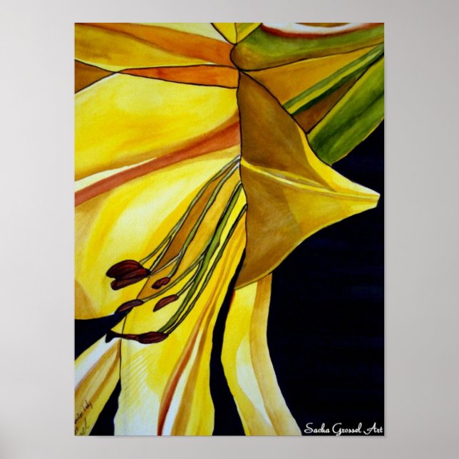 Yellow Golden Splendor lily original art Poster (Front)