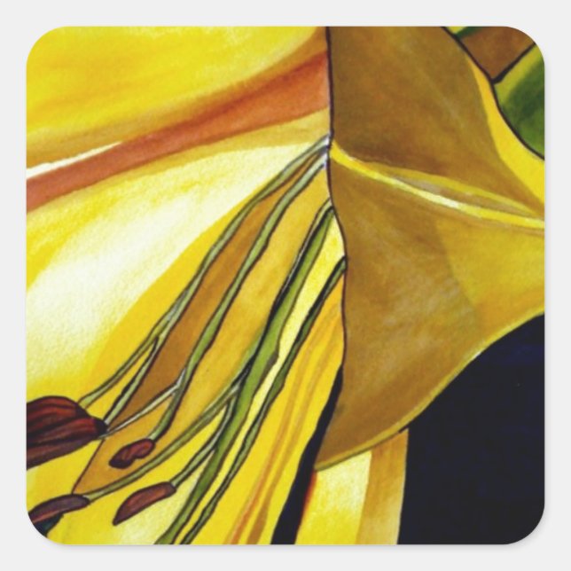 Yellow Golden Splendor lily original art Square Sticker (Front)