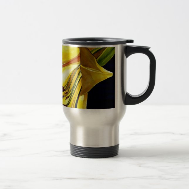 Yellow Golden Splendor lily original art Travel Mug (Right)