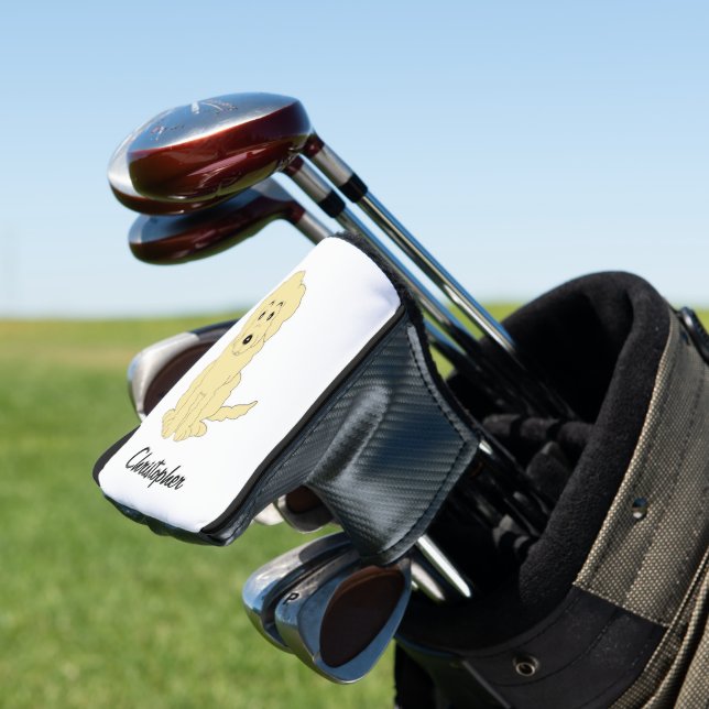 Yellow Goldendoodle Design Any Colour Background Golf Head Cover (In Situ)