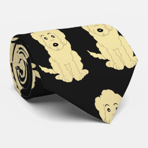 Yellow Goldendoodle Design Any Colour Background Neck Tie