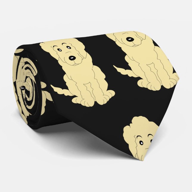 Yellow Goldendoodle Design Any Colour Background Neck Tie (Rolled)
