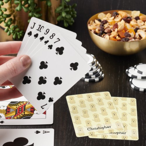 Yellow Goldendoodle Design Any Colour Background Poker Cards
