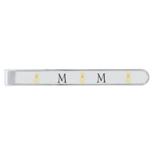Yellow Goldendoodle Design Any Colour Background Silver Finish Tie Bar