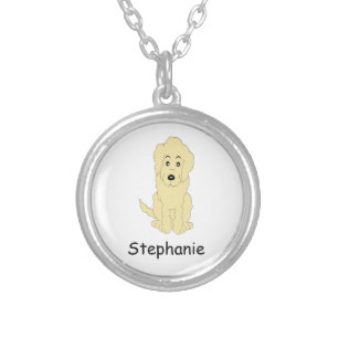 Yellow Goldendoodle Design Any Colour Background Silver Plated Necklace