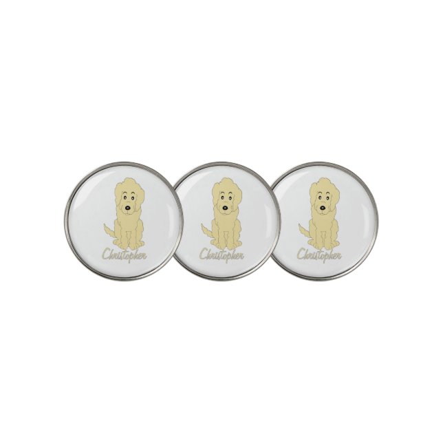 Yellow Goldendoodle Dog Design Golf Ball Marker (3 Up)