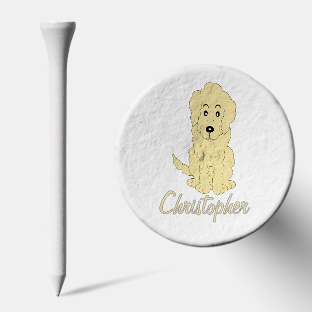 Yellow Goldendoodle Dog Design Golf Tees (Combo)