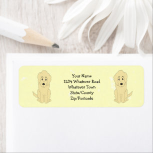 Yellow Goldendoodle Dog Design Return Address Label